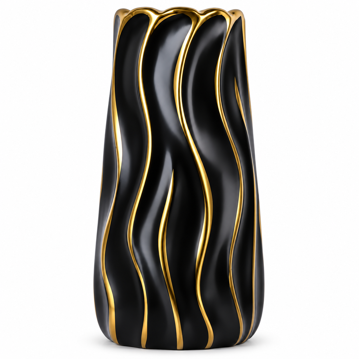 Jarrón de Cerámica Negro y Dorado de 9.5" para Decoración