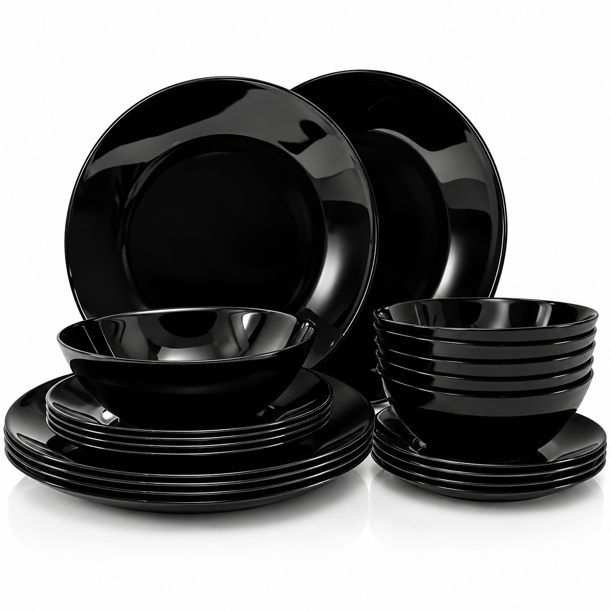 Juego de Vajilla Negra de 18 Piezas para Cocina y Comedor